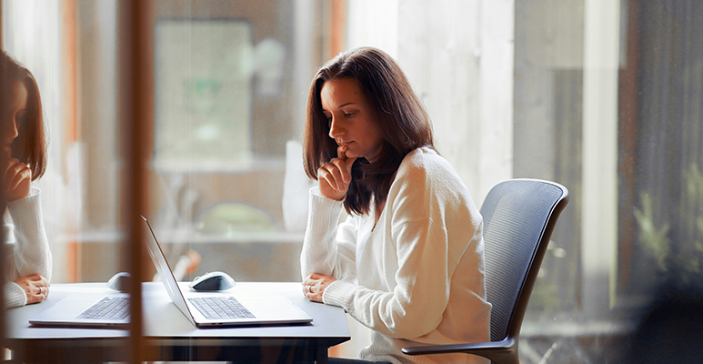 Woman working on a computer